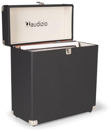 Audizio RC32 - Robuster Koffer für Schallplatten Aufbewahrung - Design Vinyl Holder - Plattenkoffer für Vinyl Aufbewahrung - Schallplatten Zubehör - Schwarz