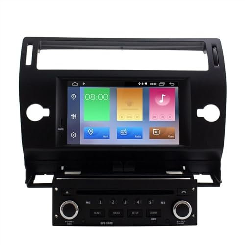 Yurefax Lecteur DVD de Voiture Android 10, for Citroën, C4 Quatre, for Triumph, 2004-2012 Multimédia 1 Din Autoradio WiFi Audio GPS Navigation Stéréo Lecteur multimédia de Voiture