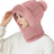 CUEMOON 2 in 1 Cappello Sciarpa Invernali Set, Donna Passamontagna Maglia, Cappuccio in Pile Maschere Scaldacollo, per Sci Outdoor, Rosa