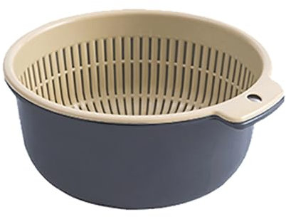 Kitchen Colanders Bowl Set, 2 in 1 Kitchen Colander Set with Bowl Strainer Washing Vegetable Basket Large Fruit Vegetable Washing Sink Strainer Basket for Pasta, Vegetables, Fruits (Large)