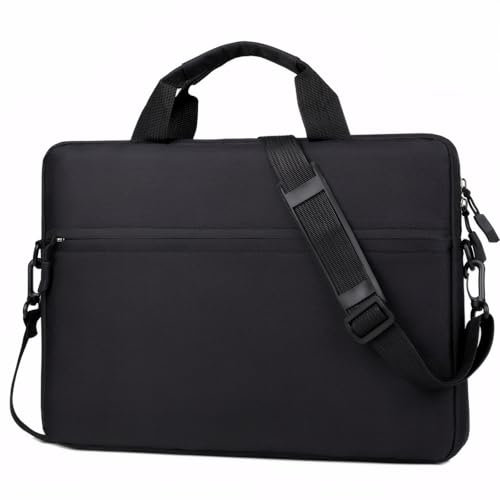 Borsa per computer portatile con tracolla Borsa per laptop Custodia protettiva impermeabile valigetta custodia per computer, Nero , 15,6
