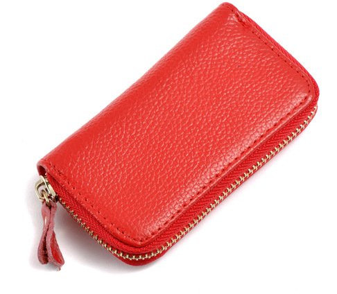 QIUPFGUT Schlüsseletui Leder Damen und Herren, Schlüsseletui aus Leder, Geldbörse, mit Haken,Clip,Klein Schlüsselmäppchen, universelle Multifunktionale Auto Schlüsselanhänger (rot)