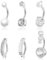 Tucnoeu 6 Stück Bauchnabelpiercing Ring Gold CZ Clicker Bauchnabel Piercing 10mm für Frauen Bauchnabelpiercing Clicker Schmuck(Silber)