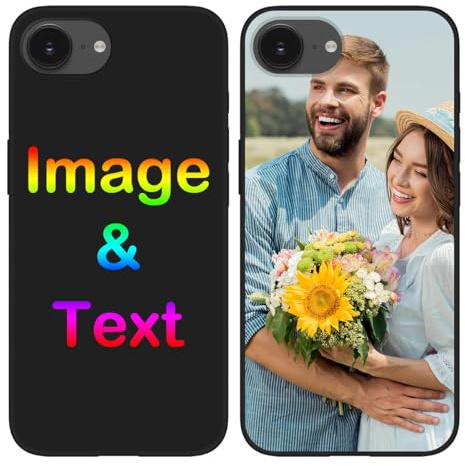 Personalisierte Handyhülle für iPhone 17e/16e– Mit eigenem Foto oder Text, weiches kratzfestes TPU in Schwarz, schützt vor Kratzern und Stößen