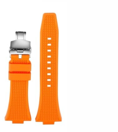 DNDJJM Kautschukarmband kompatibel mit Tissot PRX Powermatic T137.407/410, Edelstahlschnalle, Schnellverschluss, Herren-Silikon-Ersatzarmband, 12 mm(Orange Butterfly)