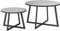 Outsunny Lot de 2 tables d'appoint empilables - Rondes - Résistantes aux intempéries - Avec pieds en X - Plateau en verre en acier - Table de camping - Table basse pour salon, bureau, extérieur