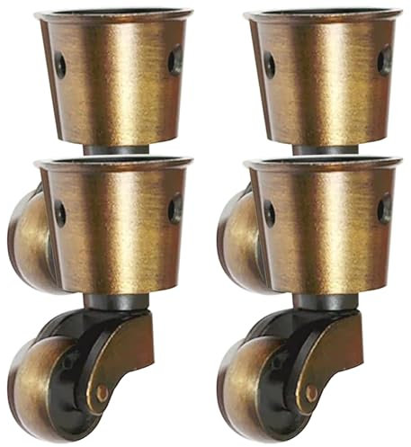Hochleistungs -Caster -Räder, Zaubererräder 4pcs 360 ° 90 kg Schwerlast -Ersatzmetall für Sofa, Stuhl, Couchtisch, Schrank, Bronzefarbe