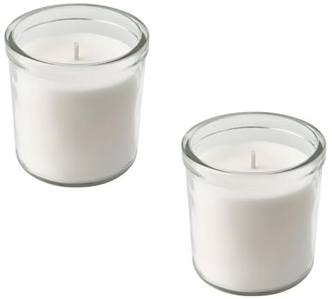 2er Set TRÅDCYPRESS Duftkerze im Glas, Frische Wäsche/weiß, 40 Std. (IKE 505.981.05)