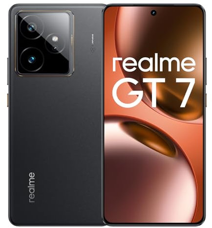 realme GT7 5G Smartphone con chipset flagship Dimensity 9400e, fotocamera OIS IMX906 da 50MP, batteria Titan da 7000mAh, ricarica rapida da 120W, display Pro-Esports da 6000nits, IP69, 12+512GB-Nero
