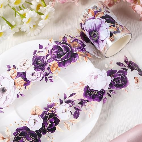 MAOSHYMS Blumen PET Washi Tape, Blume Dekoratives Klebeband,Blumen Masking Tape, Buntes Blumenklebeband, Blumen Washitape Sticker für DIY Handwerk Journals Planner Scrapbooking Verpackung (E)