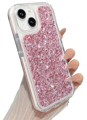 ZTOFERA for iPhone 13/iPhone 14 Case, Luxury Bling Glitter Phone Case Durable TPU Sparkle Shockproof Protective Cover for Girls Women - Pink