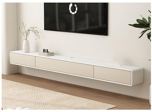 Meuble TV Minimaliste Flottant pour Salon avec tiroir et Porte de Rangement Convient à de Nombreuses Tailles de Meubles TV(Beige,220cm(86.6in))