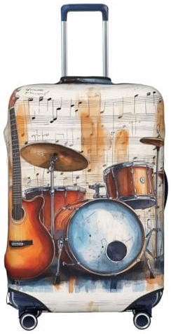 Copertura protettiva per valigia da viaggio per chitarra, batteria, note musicali, strumento musicale