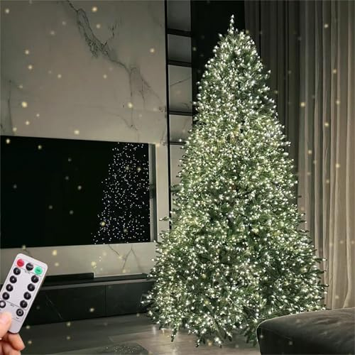 Alberi di Natale Artificiale con Telecomando, Albero di Natale Incernierato di Alta Qualità con Luce, Albero Decorativo per le Feste per L'ufficio Domestico(240cm/8ft)