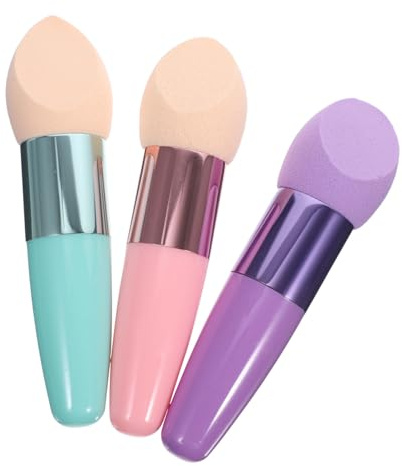 ABOOFAN 3pcs Wet Dry Makeup Sponge Reusable Foundation Egg Puff Cosmetic Blender for Face Coverage Soft Beauty Sponges in Red Rosy Green Random Color