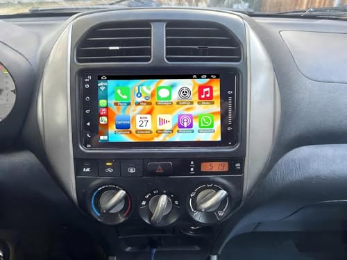 4+64G Android 15 Car Stereo Radio for Toyota RAV4 2001-2005 with Wireless CarPlay Android Auto, 7 inch Touch Screen Head Unit Bluetooth/WiFi/SWC/Mirror Link/GPS/FM/RDS/Backup Camera/Mic