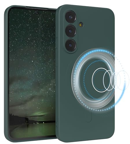 EAZY CASE - Silikonhülle magnetisch für Galaxy S25 FE Hülle Silikon Grün weich stoßfeste Magnet Handyhülle Schutzhülle mit Kameraschutz Dünn Schutz Cover TPU Bumper in Piniengrün