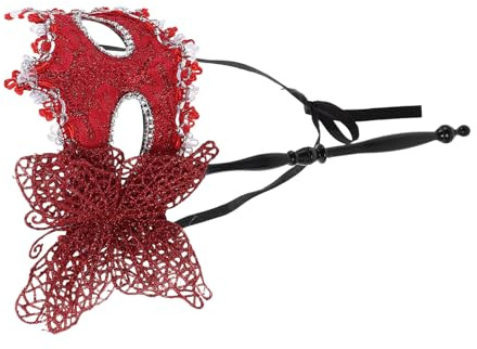 Supvox Schmetterlings Drachen Maske mit Stab Venezianische Handmaske für Karneval Weihnachtsball und Abschlussball Farbecht Wiederverwendbar Partymaske
