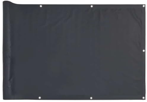 HETFTJN Balkon-Sichtschutz Anthrazit 500 x 90 cm aus robustem PVC-beschichtetem Polyester, UV-beständig, moderne Optik, inkl. 24 m Kordel, platzsparend für kleine Balkone, Terrassen & Garten