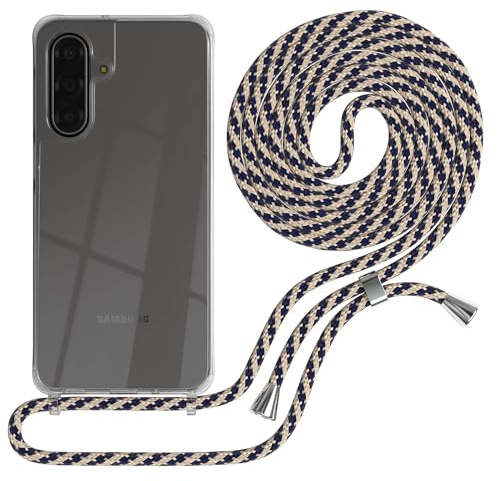 EAZY CASE Handykette kompatibel mit Galaxy A17 Handyhülle mit Umhängeband, Handykordel mit Schutzhülle, Silikonhülle, Hülle mit Band, Stylische Kette für Smartphones, Taupe - Clips Schwarz