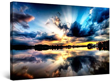 Startonight Bilder Mehrfarbiger Himmel II, Leinwandbilder Moderne Kunst, Natur Wanddeko Kunstdrucke, Wandbilder XXL Wohnzimmer Groß Wand Bild 80 x 120 cm, Tag Nacht Effekt, Elegante Geschenkidee Deko