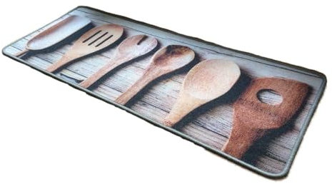 oKu-Tex Deco-Flair Kitchen Fußmatte, Polyamid, Kochlöffel Braun, 50 x 120 cm