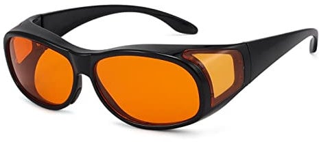 Eyekepper 100% Blue Light Reduction,Fitover Anti-Blue Blocking Computer Glasses with Extra Amber Lenses for Women, Black