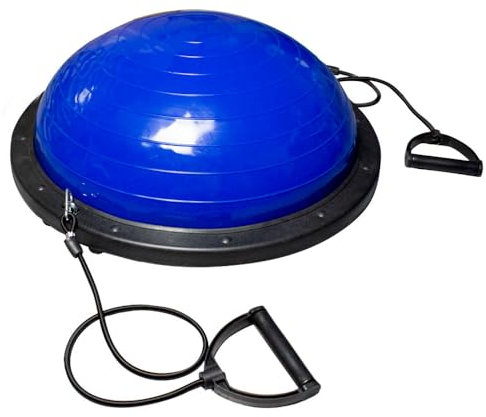 OcioDual Balance Ball, Balance Trainer, Halber Fitnessball für Gleichgewicht, Propriozeptive Plattform, Rutschfester Ball mit Inflator und Widerstandsbändern, Halber Gymnastikball, Blau