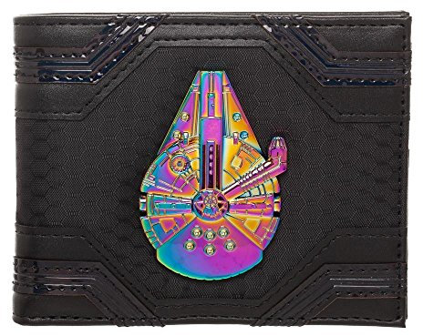 Bioworld Star Wars Millennium Falcon badge Chaîne Trifold Portefeuille, Disney Han Solo Portefeuille Chaîne