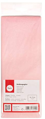 Rayher 67270258 Seidenpapier, rosé, 50x75cm, 5 Bogen, 17g/m², lichtecht, farbfest, leicht transparentes, dünnes Papier, Geschenkpapier, Papier zum Basteln