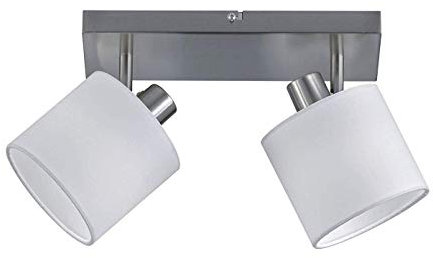 Reality Leuchten Tommy R80332001 Spotbalken, Nickel Matt, Stoffschirm Weiß