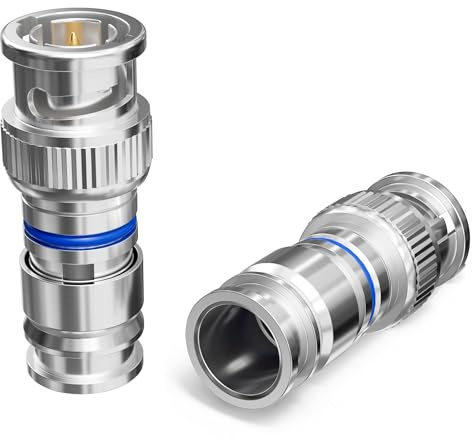 THE CIMPLE CO - BNC Compression Connector for RG6 Coaxial Cable - Male RG6 BNC Connectors for Security Cameras, CCTV, SDI, HD-SDI - Coax Cable Ends 100 Pack
