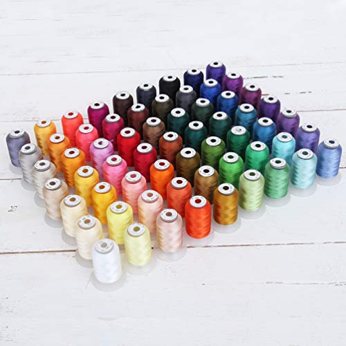 Threadart Näh- und Stickmaschinen-Garn-Set, Polyester, 63 Farben, 500 m Spulen, 40 W, für Näh- und Stickmaschinen von Brother Babylock, Janome, Singer, Pfaff, Husqvarna, Bernina