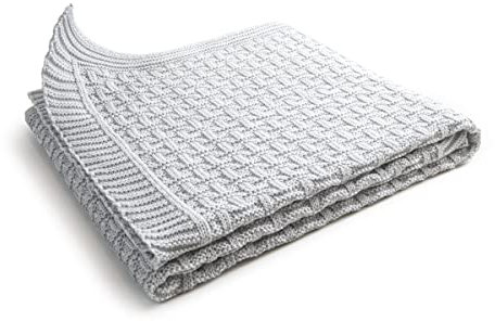 SonnenStrick 3009002 Babydecke/Kuscheldecke/Strickdecke aus 100% Bio Baumwolle kba made in Germany, 100 x 90 cm, silbergrau (Silbergrau)