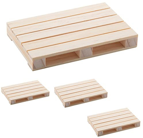 4er Set Holz-Untersetzer Coaster Untersetzer für Tassen und kleine Töpfe im Euro-Paletten-Design nachhaltig aus Holz