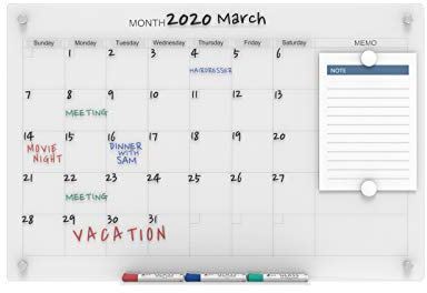 Audio-Visual Direct Magnetisches Glas-Tafel-Set (91 x 60 cm, Kalender, ultraweiß) für die Wand – Monatsplaner