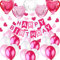 Jonami Geburtstagsdeko Mädchen, Kindergeburtstag Deko Rosa, Geburtstag Dekoration Set. Happy Birthday Wimpelgirlande,5 Herz Folienballons,6 Meter Girlande,18 Ballons Pink Weiß