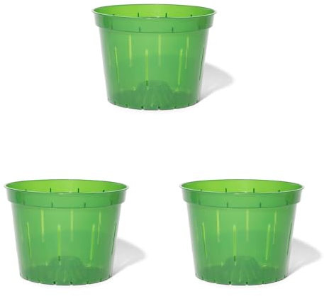 rePotme Orchideentöpfe mit Schlitzen, 20,3 cm, transparent, 3 Stück (Grüner Smaragd)