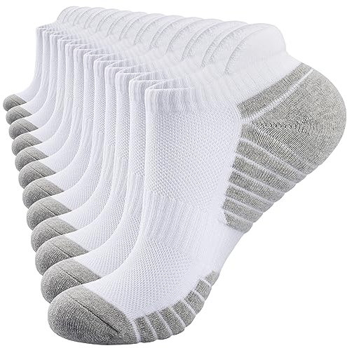 TANSTC Mens Running Socks for Men Women Anti-Blister Cushioned Cotton Low Cut Breathable (6 Pairs)