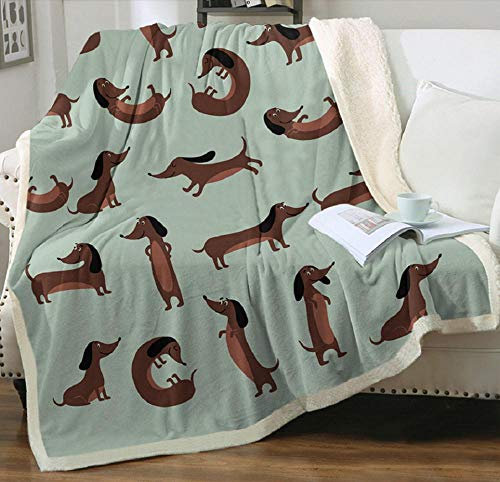 Flanell Decke 3D Druck Cartoons Dackel Winter Warme Super Soft Decke Kinder und Erwachsene Plüsch Decke Home Bettwäsche Set für Geschenk und Geburtstag