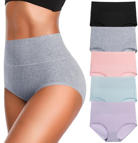 JojoQueen Underwear for Women Women's Soft Cotton Underwear Panties Ladies Cotton High Waist Comfortable Hipster Briefs Underwear Women Light colors