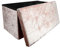 Dripex Crushed Velvet Quilted Top Folding Storage Ottoman Seat, Large 2 Seater Stool, Toy Storage Box Bench 76 x 38 x 38 cm (Cream, Medium)