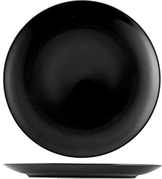 H&H Denver Set 6 Piatti Tondi, Stoneware, Nero, 32cm