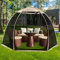 EighteenTek Pop-Up-Pavillon für den Außenbereich, Camping, Sonnenschutz, Netzwände, nicht wasserdicht, 3 x 3 m, Beige