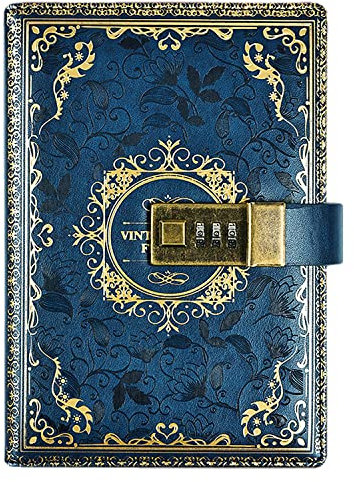 NectaRoy B6 Journal Intime avec Code, Style Européen Carnet de Note, Cuir PU écriture Carnet avec Serrur pour Bureau Scolaires Étudiant Papeterie cadeau d'anniversaire, 200x140mm