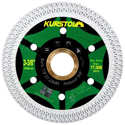 KURSTOL Diamond Tile Cutting Disc - 85mm Super Thin Diamond Cutting Wheel, Bore 22.23-15.875mm for Porcelain Tile Ceramic Marble Granite