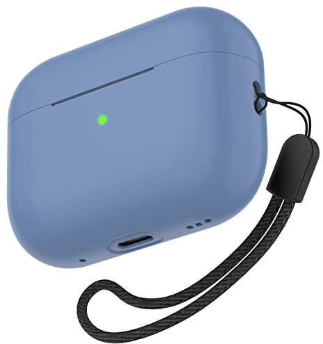 Für AirPods Pro 2 Hülle, Nemteur Apple Pro 2nd Generation Slim Silicone Case Cover, Front LED sichtbar, Skin Full Protective Case mit AirPods Pro 2 2022 Charging Case with Lanyard - Blau