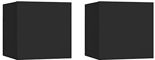 RONGQI Nachttische 2 STK Nachtschrank, Nachtkästchen, Bedside Table, Nachtkommode, Nightstand, Nachttischschrank, Nachtkonsole, Schwarz 30,5x30x30 cm Spanplatte
