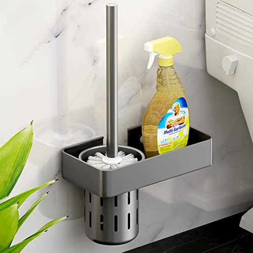 Toilet Brush, drainable Gun Gray Toilet Brush, Shelf Wall Mounted Toilet Brush