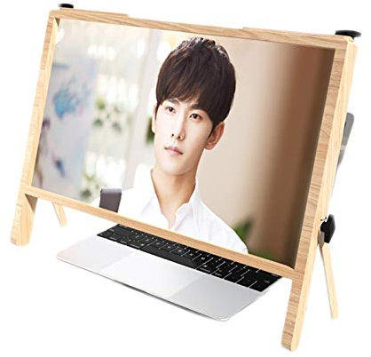 KITCISSL 21in Multi-Szene Zoom 3D Film Verstärker, Premium HD 3D Bildschirm Lupe Smartphone Bildschirmvergrößerung Vergrößerung Telefon Notebook Tablet Projektor Einstellwinkel (Color : Brown Wood)